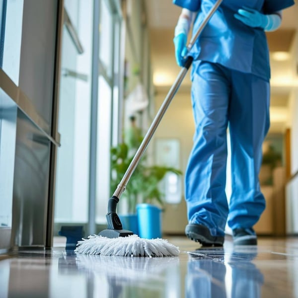 An image of a comprehensive cleaning by housekeepingcustodial personnel in healthcare